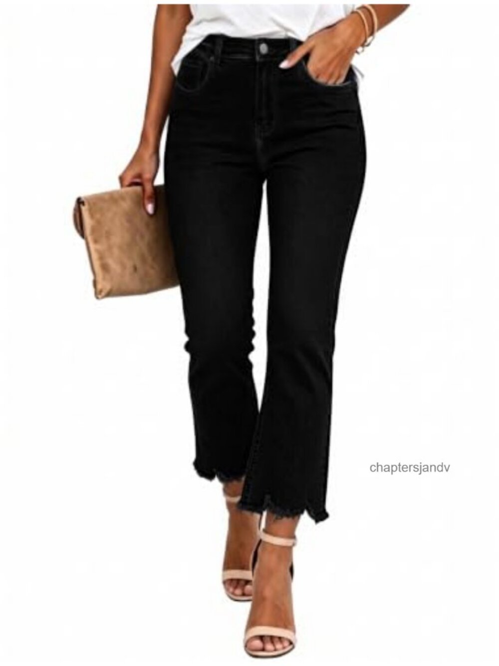 Cropped Jeans for Women Stretchy Mid Rise Ankle Raw Hem Boot Cut